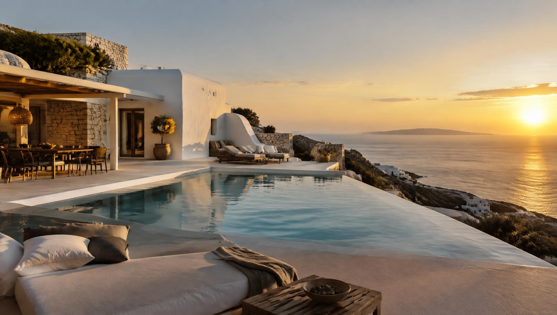 Modern villa above the Aegean in Mykonos